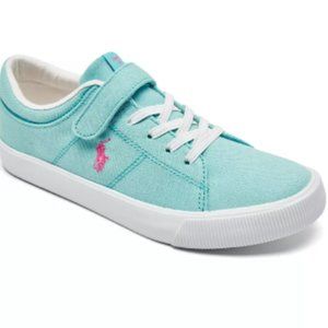 POLO RALPH LAUREN Little Girls Elmwood Canvas Stay-Put Closure Casual Sneakers